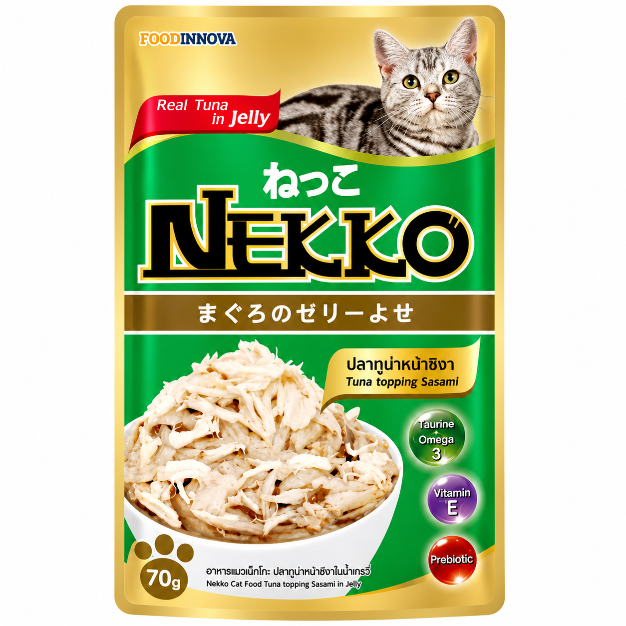 NEKKO POUCH 70G - TUNA TOPPING SASAMI IN JELLY