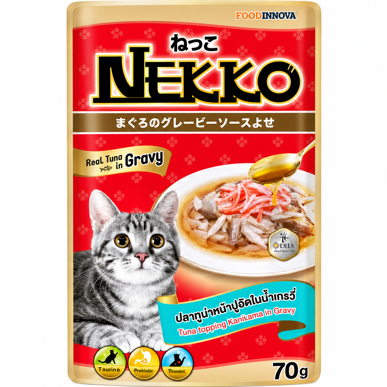 NEKKO POUCH 70G - TUNA TOPPING KANIKAMA IN GRAVY