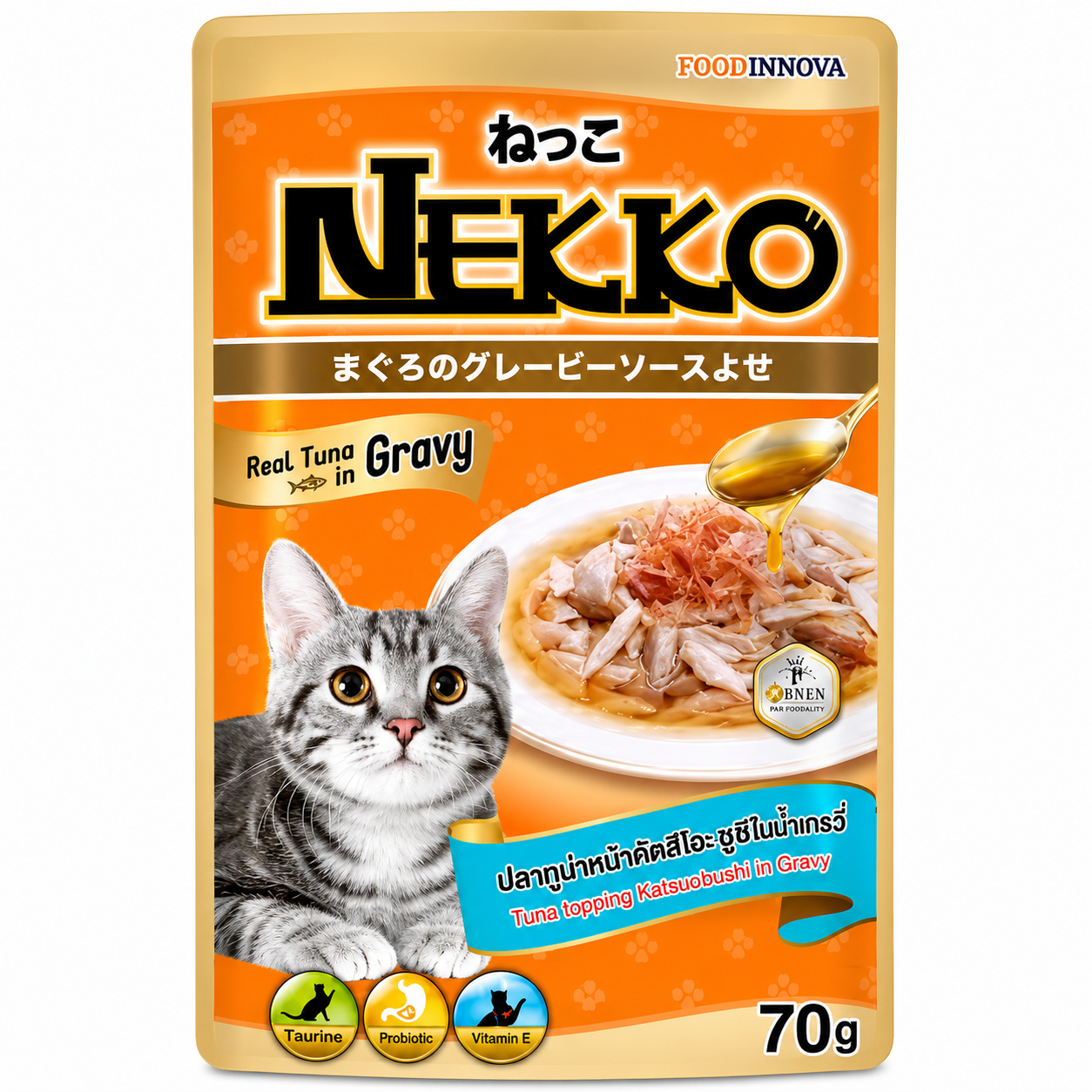 NEKKO POUCH 70G - TUNA TOPPING KATSUOBUSHI IN GRAVY